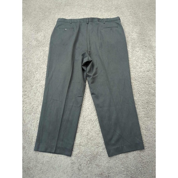 Savane Dress Pants Mens 44x30 Gray Straight Pleated Poly Dressy Casual - Picture 4 of 7